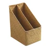 Woven Straw File Storage Basket Rattan Document ganizer Desk Bookshelf Holder Storage Baskets For Home Office Use 4
