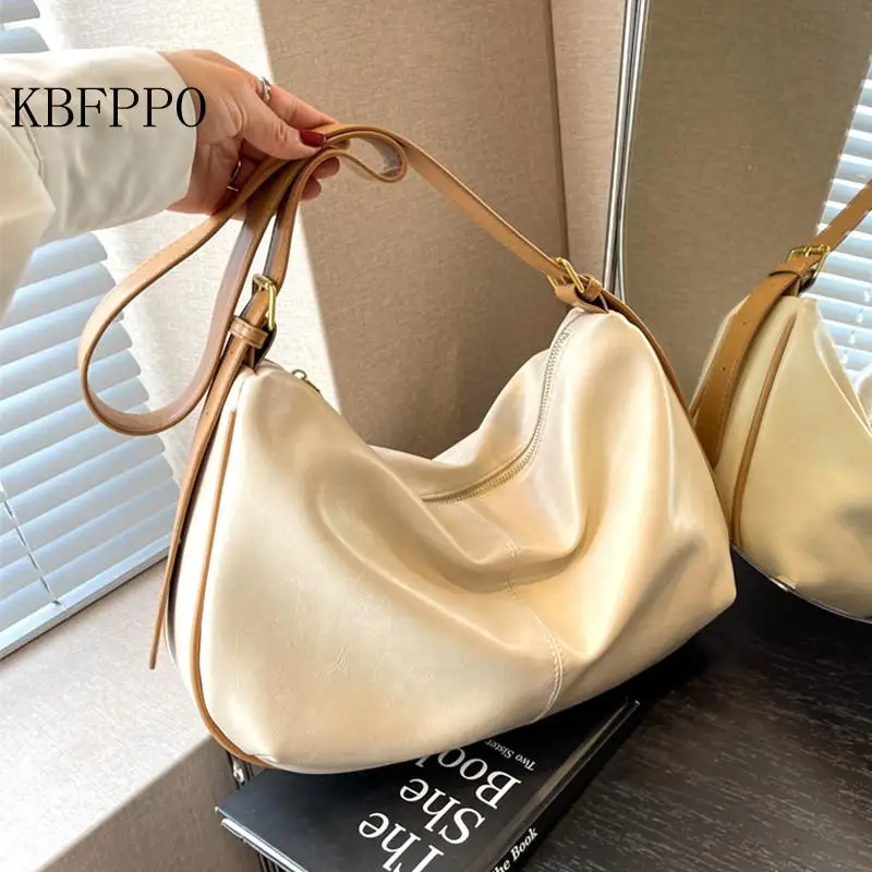 

Женская сумка, модный тренд 2023, модная кожаная сумка-мессенджер через плечо, популярная сумка-мешок, однотонная элегантная сумка-мессенджер
