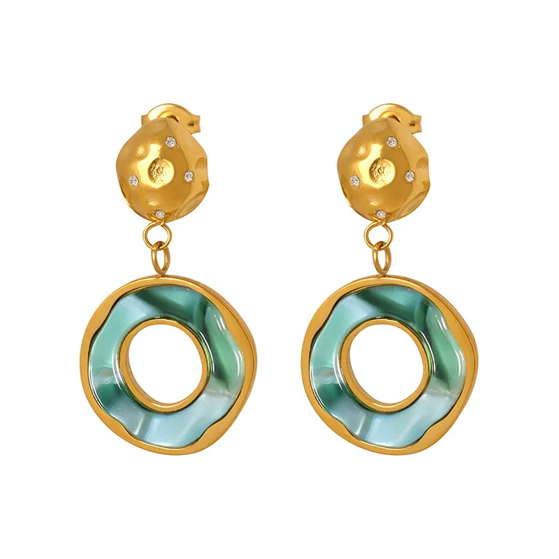 

Green Resin Earrings White Rhinestone Geometric Eardrop French Court Style Drop Dangler