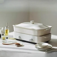 220V Electric Hotpot Household 4L Split Double-flavoured Pot 1600W Multifunctional Split-control Speed Heating Non-stick Pan 1