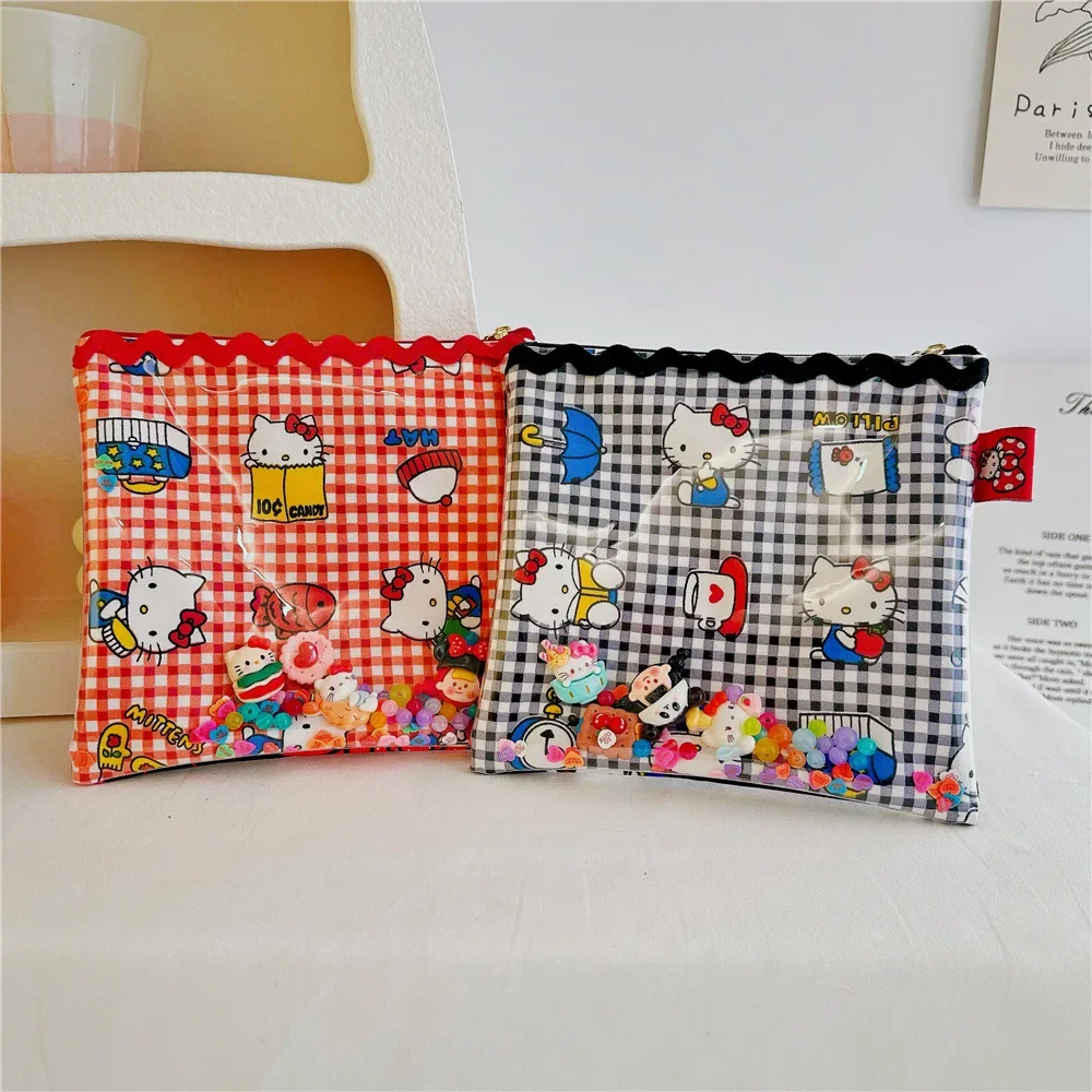 

Конверт Hello Kitty Sweet Kawaii Sanrio с аниме принтом, сумка для хранения, милая сумка для косметики с кошкой Kt, маленькая квадратная сумка ручной работы, подарки для девочек