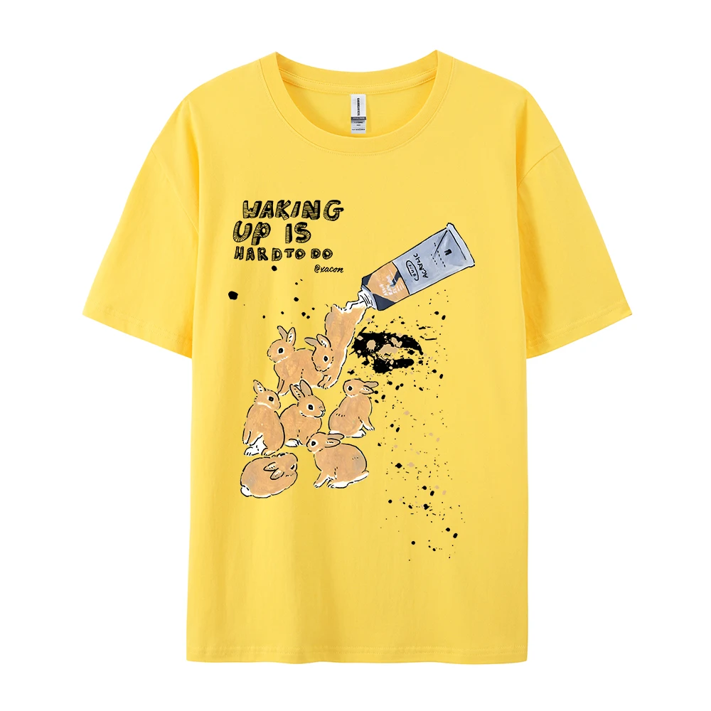 Amerikanisches Retro-Kaninchen-Druck-Kurzarm-T-Shirt für Damen und Herren im Harajuku-Lazy-Style, reine Baumwolle, vielseitiges Rundhals-T-Shirt – Detail 19
