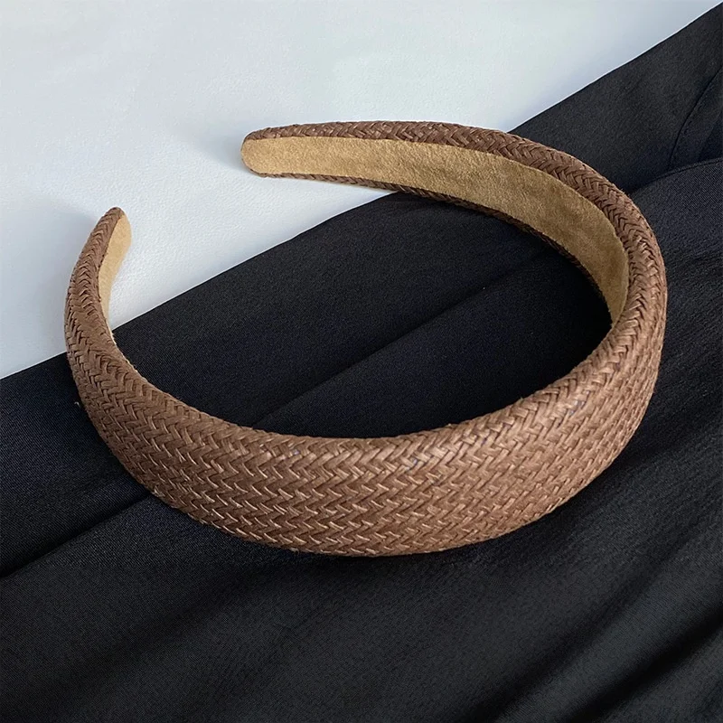 1PC Vacation-style Straw Woven Wide-brimmed Headband - Bohemian Head for Seaside Photos, Stylish and Versatile Hair Clip/Hair Ac