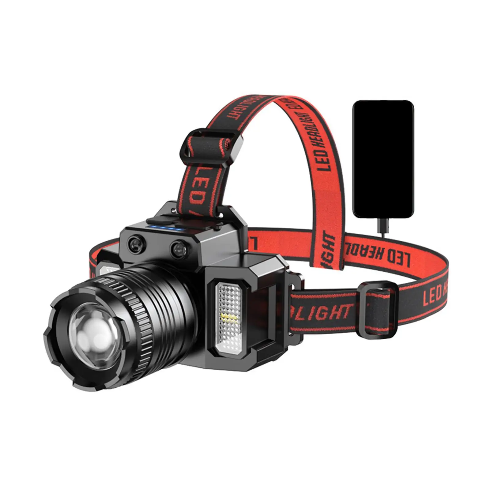 

Фонарь с перезаряжаемым датчиком освещения, водонепроницаемый Поворотный фонарик с зумом