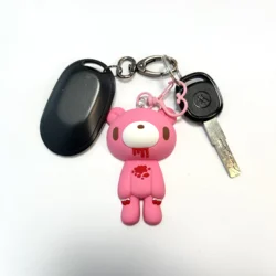 Gloomy Bear Couple Keychains - Creepy Cute Horror Teddy Charms, Kawaii Goth Bag Pendant, Fan Accessory & Birthday Gift (Pink)