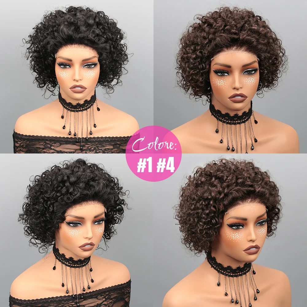 Short Glueless HD Rose Curly Pixie Cut Wig Human hair 5X5 HD Closure Wigs 8Inch Human Hair Wig for Women Pre Plucked 4