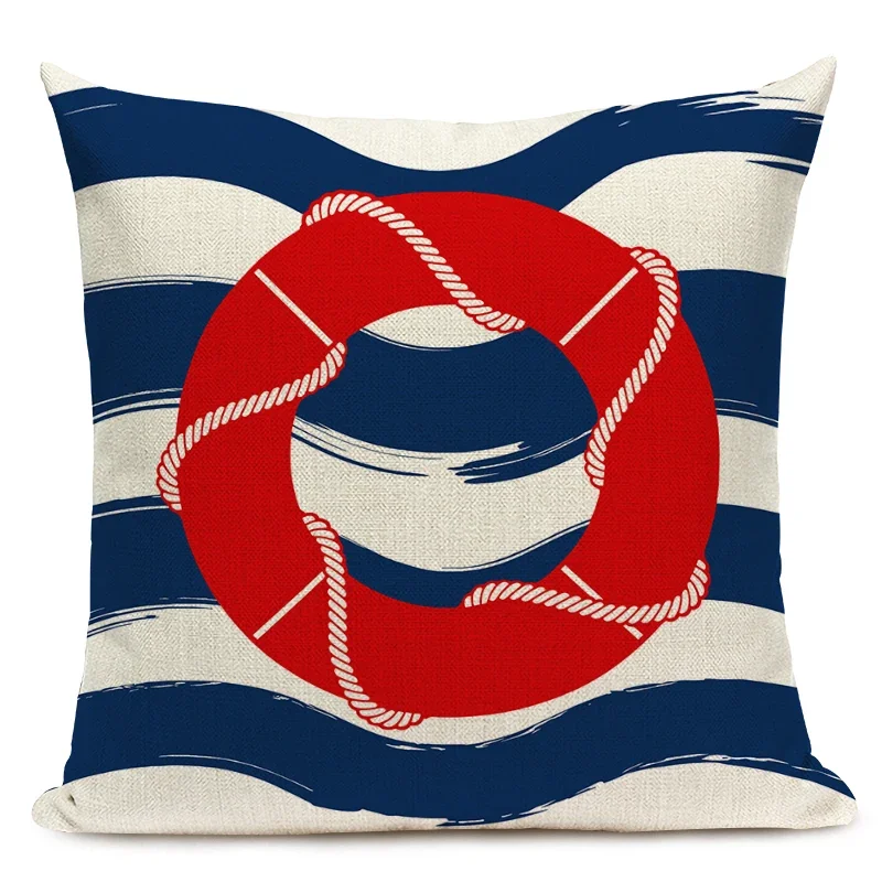 Nautical Style Cushion Cover Anchor Sailor Sailing Sofa Decorative
