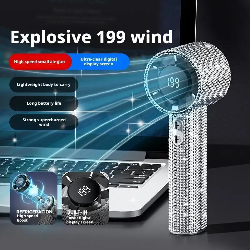 Portable Handheld Fan Digital Display Cooling Gadget 199 Speeds Neck thumbnail 5