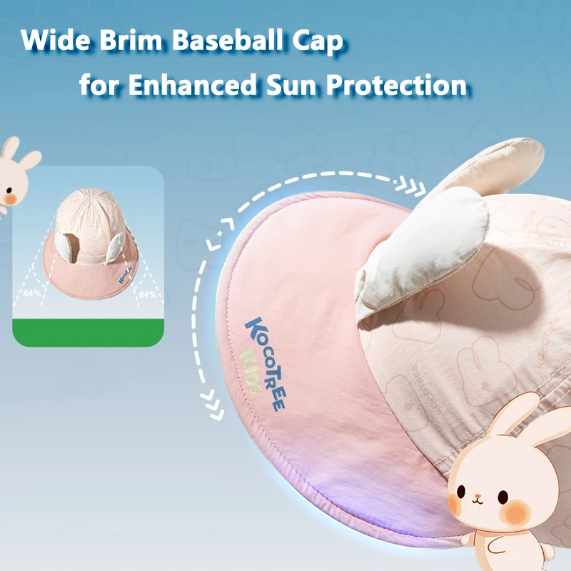 3D 토끼  태양 모자 6개월3세 용 통기성 넓은 챙 야구 모자 어린이 여름 야외 버킷 모자