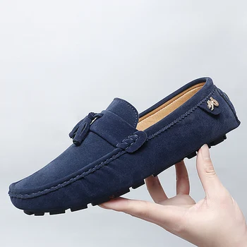 2025 New Beanie Shoes Men's Tassel Frosted Soft Sole Korean Style Easiest for Match Fashion Casual Shoes British Lazy Driving Trbottomy Shoes