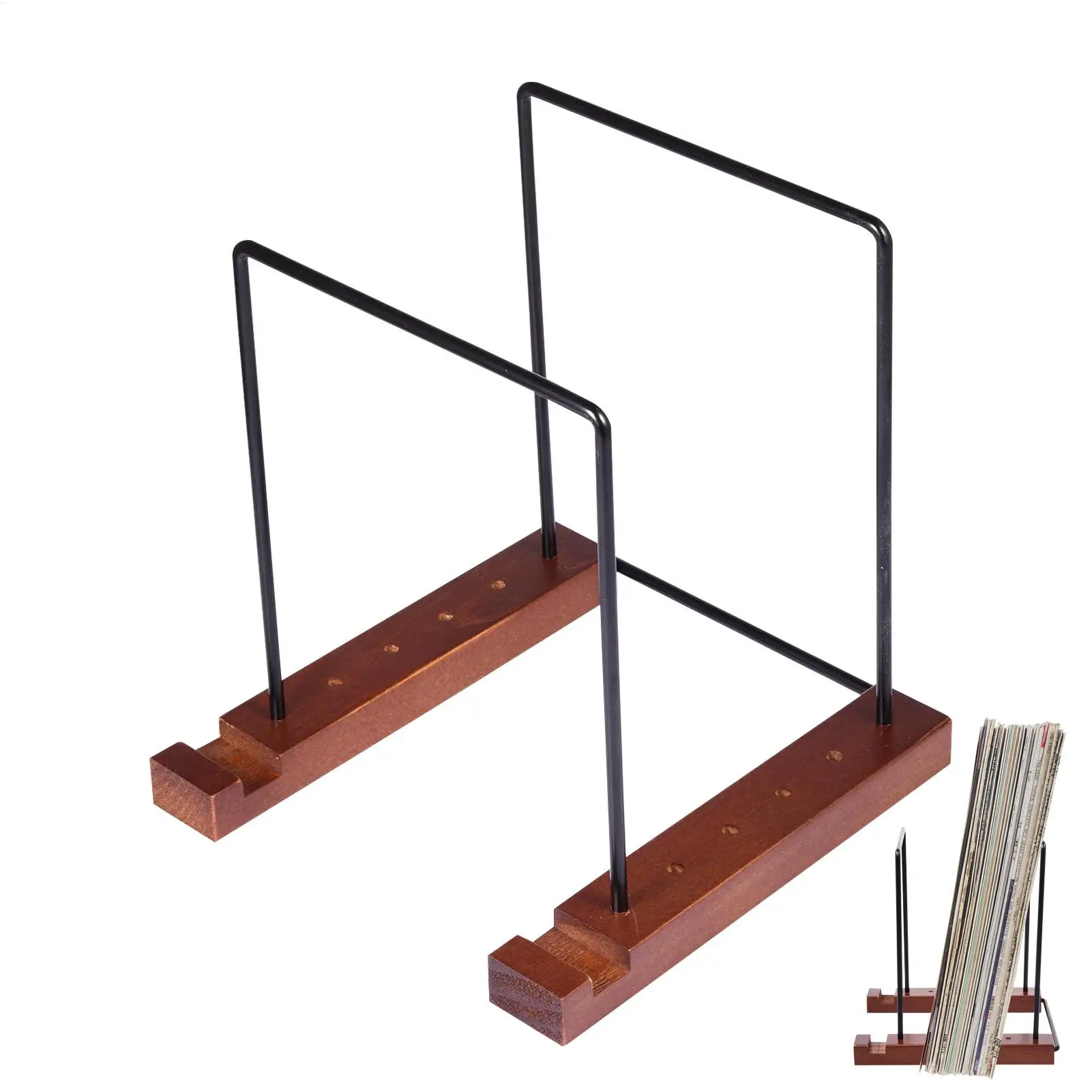 Record Holder Shelf CDs Rack Vinyl Record Storage Rack Wooden Tabletop Shelf For Records Space Saving Display Shelf For Books