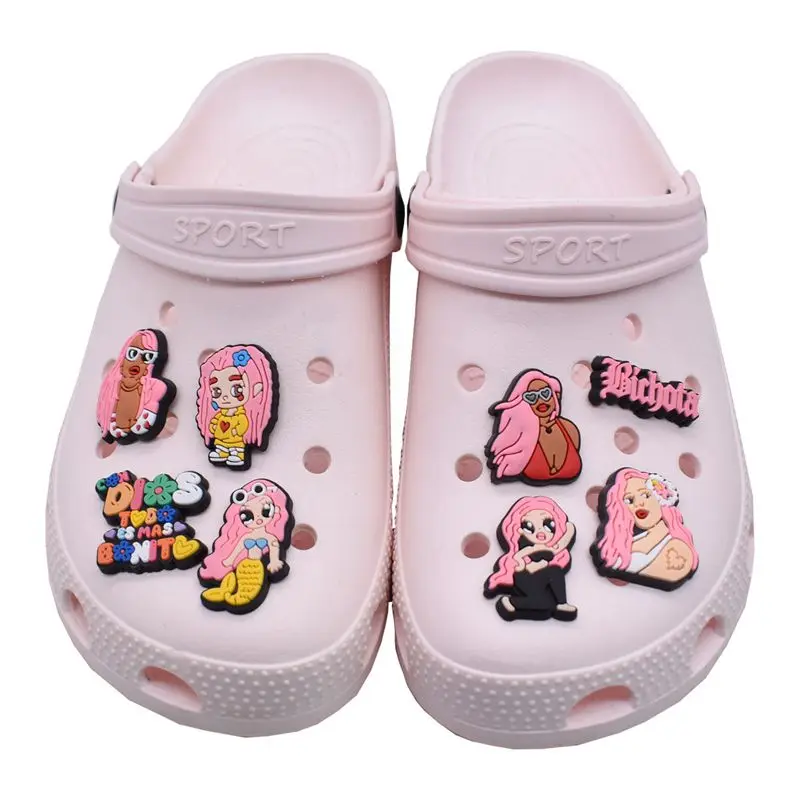 

Hot Sales 1Pcs PVC Cute Cartoon Singer Mermaid Girl Collection Shoe Charms Accessories For Croc Wristband Decorations Buckle