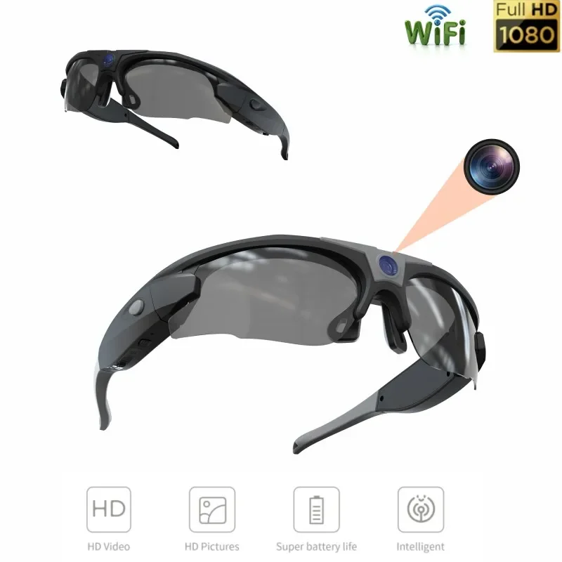 

Умные видеокамеры 1080P, носимая мини-камера с Wi-Fi, очки для велоспорта на открытом воздухе, видеокамера с поляризованными линзами для обеспечения безопасности
