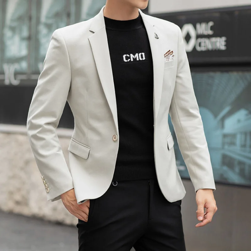2024 New High-quality M-4XL All Fit Slim Fashion Handsome All Fashion Suits British Casual Solid Color Small Suit  M-4XL 4
