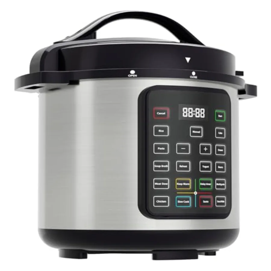 16-in-1 Electric Pressure Cooker 8 QT Stainless Steel Multi Cooker for Pressure Rice Steamer Yogurt Maker Slow Cook Black