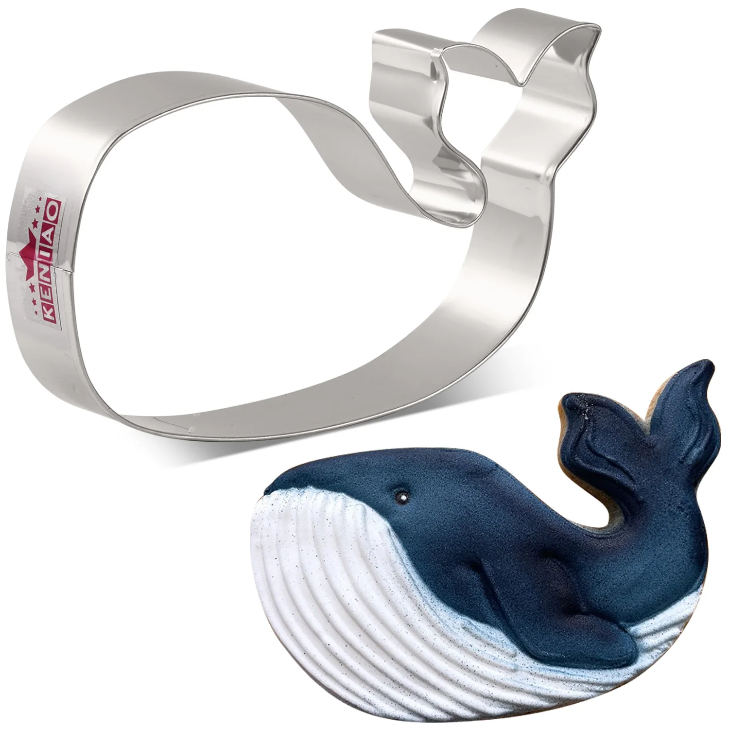 KENIAO Ocean Creatures Large Whale Cookie Cutter-11.8 cm-Under the Sea Biscuit Fondant Sandwich Bread Mold Stainless Steel