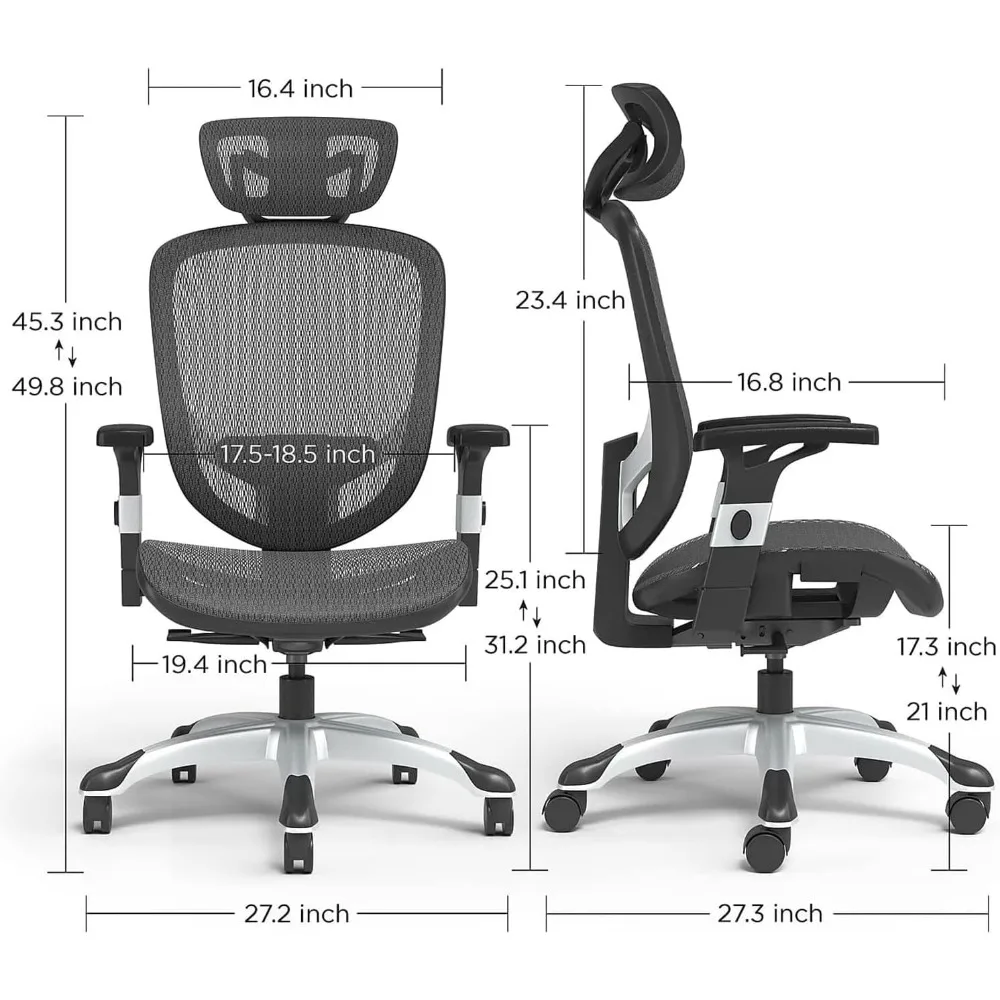 Hyken Chair: Ergonomic Mesh Swivel Task Chair. Adjustable Black Office Chair with Breathable Mesh and Good Lumbar 3