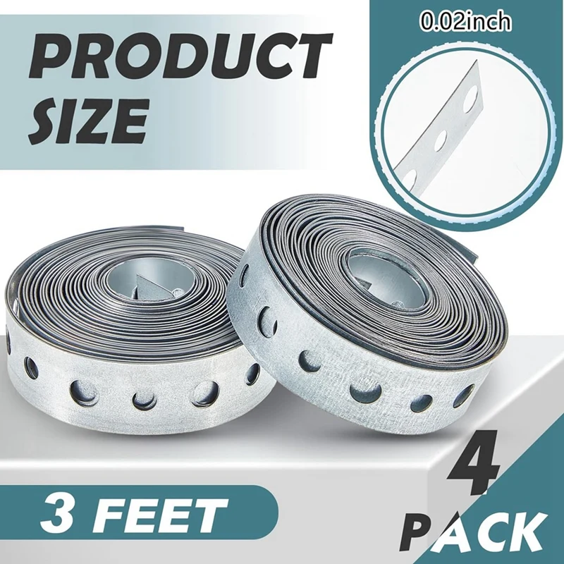 Galvanized Hanger Strap Metal Strapping Holes Pipe Hanger Silver Metal Pipe Supports Hanging 4 PCS