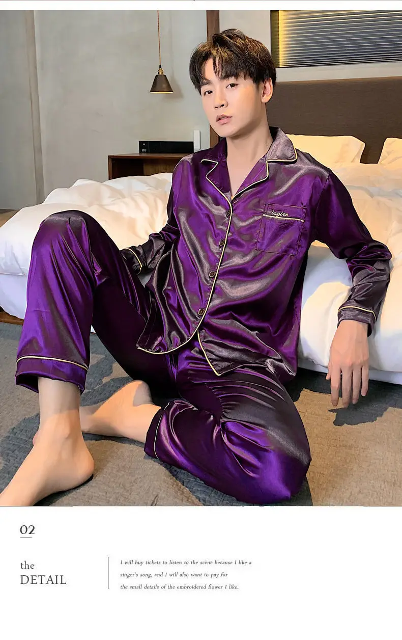 Pajama Sets for Lovers Silk Nightwear Solid Color Night Suit Men Plus Size 5XL Sleepwear Fashion Satin Homewear Sleep Lounge plaid pajama pants