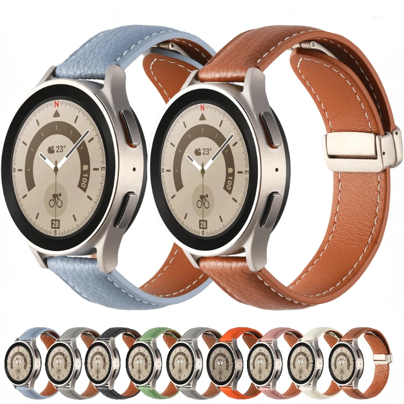Leather Strap For Samsung Galaxy Watch 6/4/5 6/4 Classic Huawei Watch 4-3/GT3 Magnetic Band Amazfit GTR4/GTS4 Belt For 20mm 22mm