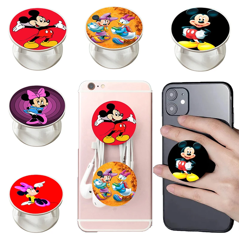 Disney Mickey Solid Round Mobile Phone Holder Socket Finger Kickstand Handsfree Desk Expanding Stands Grips Support Telephone