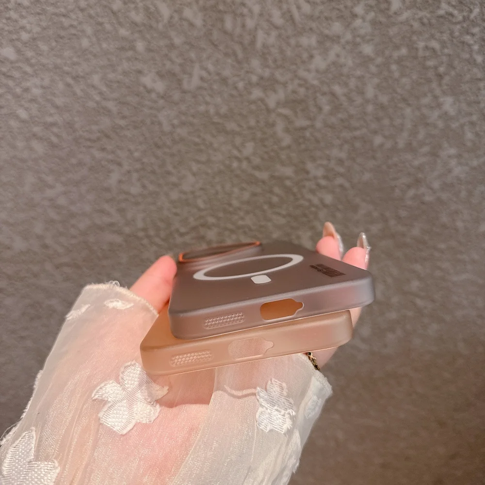 Translucent Frosted PC Magsafe Magnetic Phone Case with Wireless Charging Capability