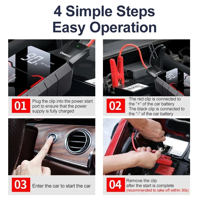 12000mAh Car Jump Starter 2A 5V Portable Car Charger Booster Charger Booster Power Bank Starting Device Starter