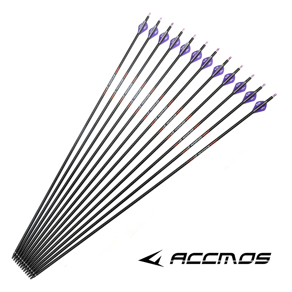 

6/12pcs Pure Carbon Arrow ID6.2mm 33in 3K Carbon Weave Shaft Spine 200 250 300 350 400 500 Archery Hunting Shooting Accessories