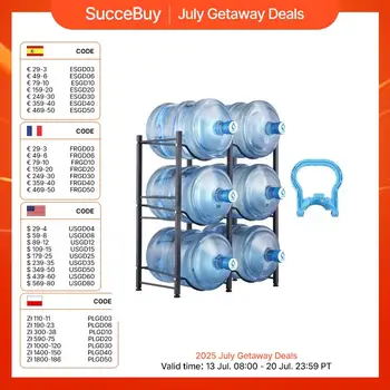 VEVOR Portabottiglie per Acqua a 3 Livelli, Portabottiglie per Acqua da 18,9 L, Portabottiglie a Doppia Fila per 6 Bottiglie, Portabottiglie per Acqua Resistente per Cucina, Ufficio, Soggiorno, Nero 1