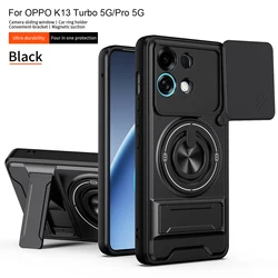 Enhanced Military Armor Phone Case with Magnetic Holder and Camera Protection for OPPO K13 Turbo (SJia - Black)