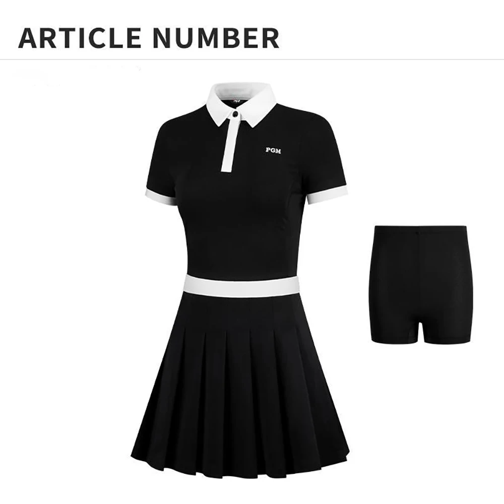 Women golf clothing PGM genuine golf women's dress POLO neck slim fit sports pleated dress casual miniskirt breathable anti-lighting pants