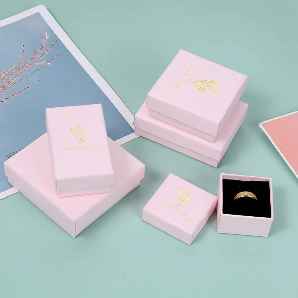 24pcs Pink Paper Jewelry Packaging Boxes Hot Roses Fashion Jewelry Gift box Necklace Bracelet Rings Earrings Organizer Case