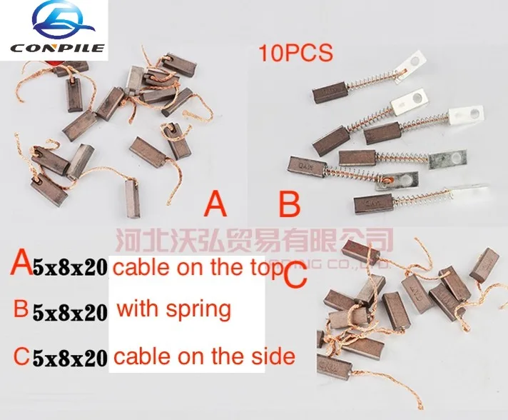 Car Generator Carbon Brush 10PCS 3kinds 5x8x20MM Generator regulator top outlet with spring