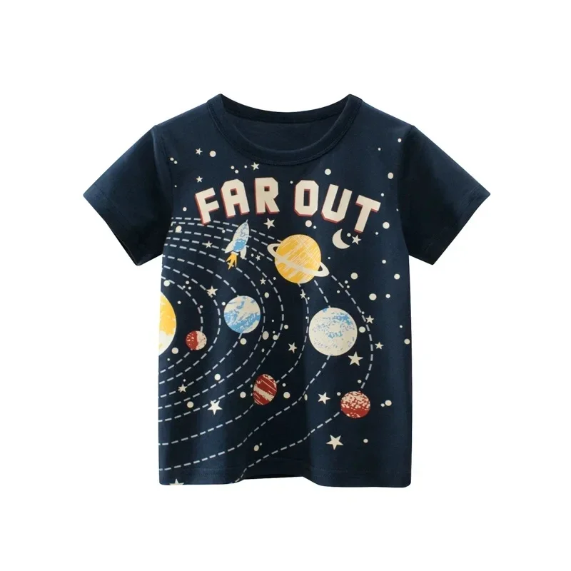 2025 New Toddler Kid Baby Boys Girls Clothes Summer Cotton T Shirt Short Sleeve Cartoon Space Children Top Infant Outfit 6