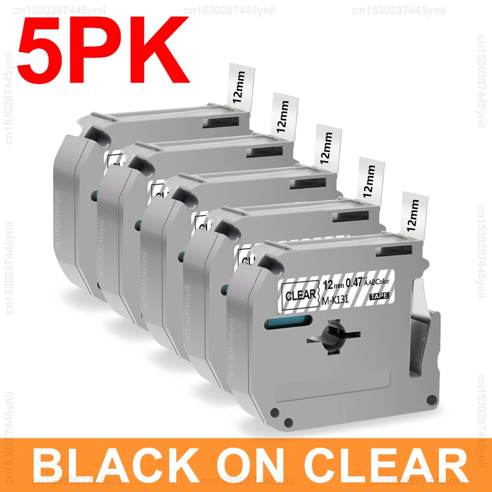 12mm Black on White Label Tape for Label Printers (5/10 Pack)