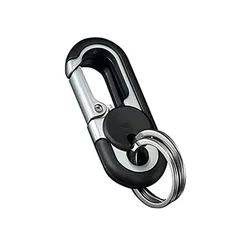 Elegant Double Ring Metal Key Holder - Stylish Men's Keychain Gift & Car Accessory (Black)