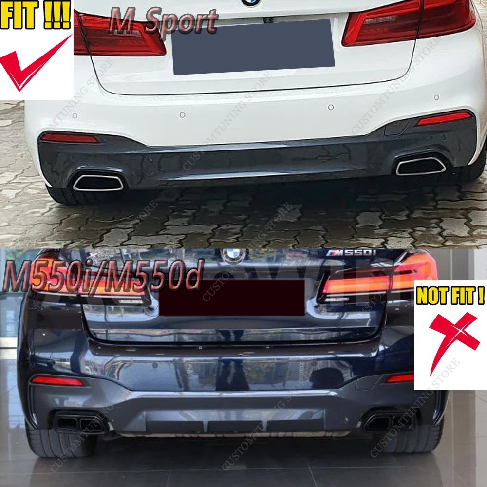 BMW G30 520d 530i 530d 530e 540d 540i M 스포츠 리어 디퓨저 2017-2023 바디킷용 컴피티션 스타일 리어 범퍼 디퓨저 립