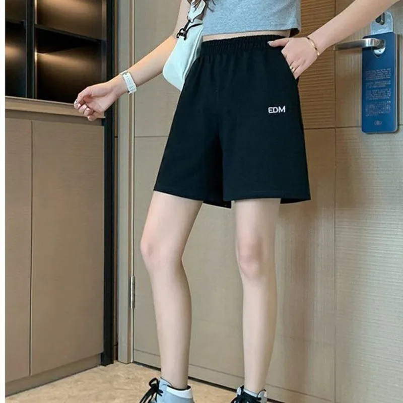 Yasuk Spring Summer Fashion Sporty Casual  Shorts Pants High Waist Slim Loosee Letter Pattern