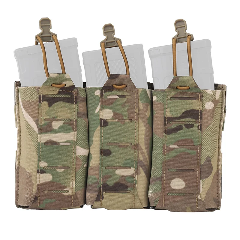 Triple Mag Pouch 5,56/7,62 mm, leicht, oben offen, elastisch, MOLLE-Halterung, Multi-Kaliber, Feldgebrauch, Jagdweste, Taillenausrüstung, Träger – Detail 12