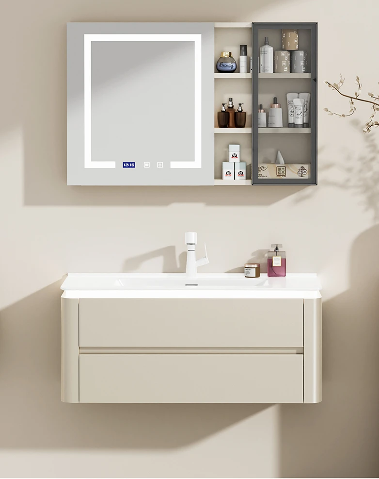 

Solid Wood Milk Integrated Basin, Ceramic Washbasin, Bathroom Washbasin Cabinet Combination, Washbasin