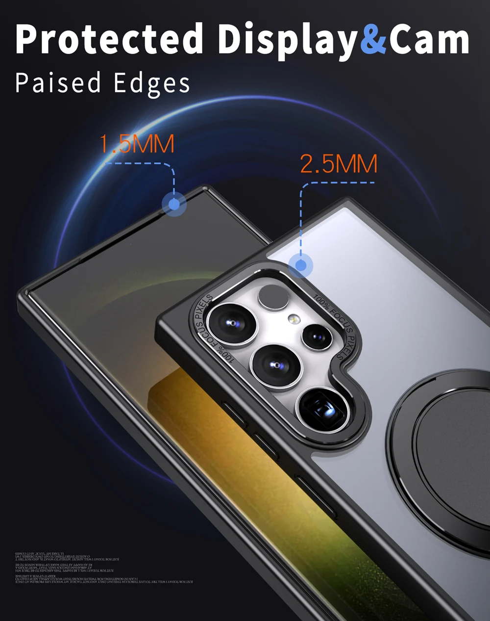 KEYSION Matte Hülle für MagSafe für Samsung Galaxy S24 Ultra 5G S24+ S23 FE 360° ° Rotierende magnetische Ring-transparente Telefonabdeckung – Detail 6