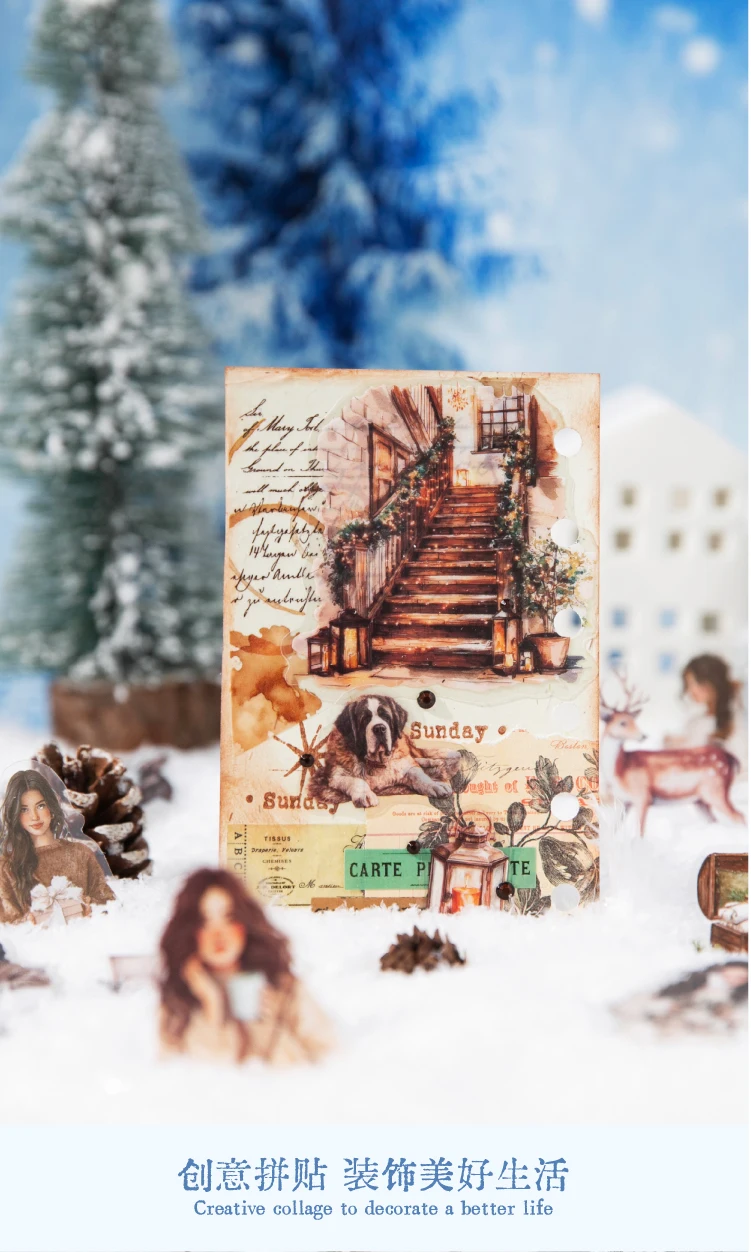30 Stück/Packung Winterlandschaftsaufkleber für Mädchen, ästhetische Stick-Etiketten, dekoratives Tagebuch, Albummaterial, Scrapbooking-Zubehör – Detail 6