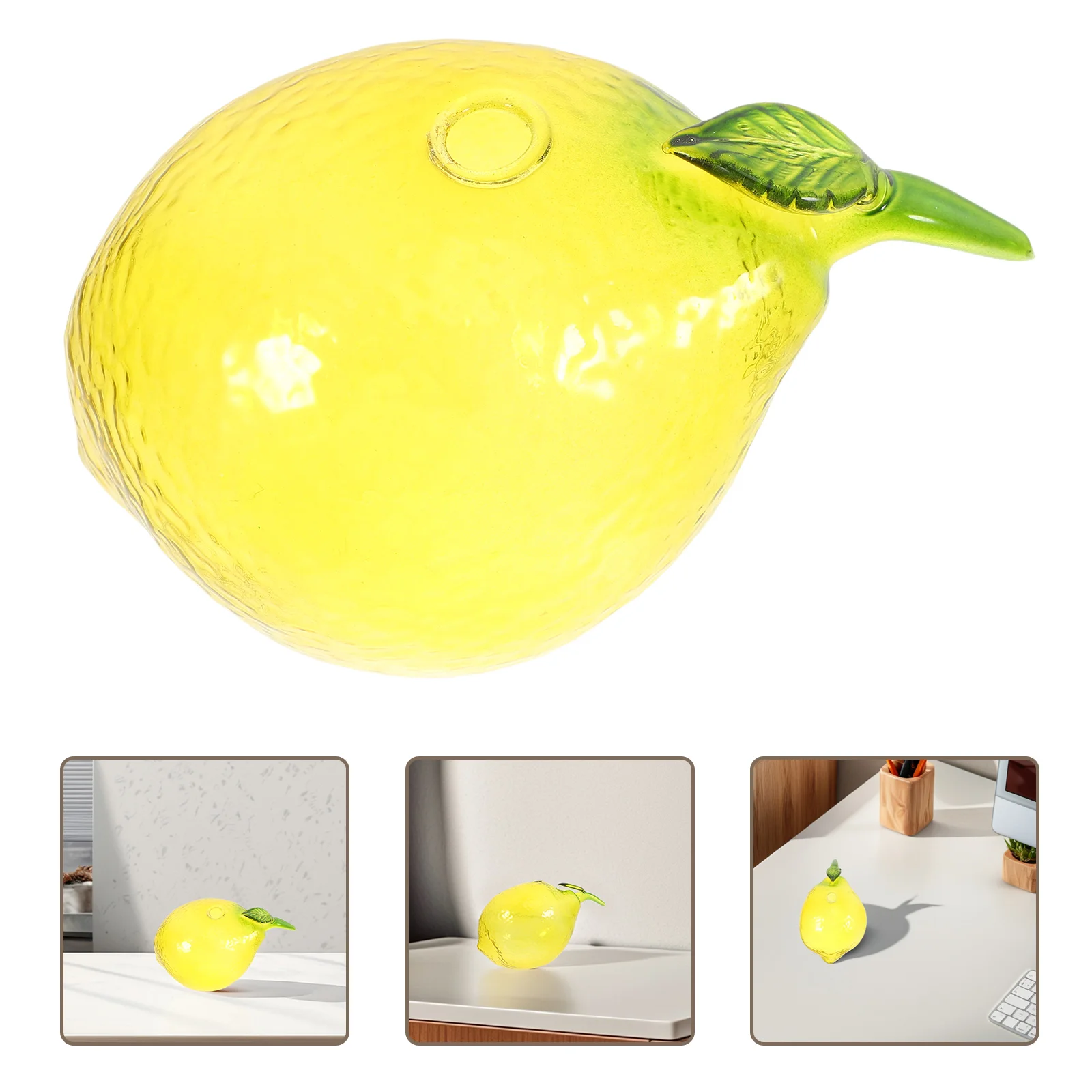 Glass Lemon Vase for Home Decoration Artistic Fruit Shaped Flower Vase Mini Glass Decor Vase for Kitchen Dining Room Flower Arra 4