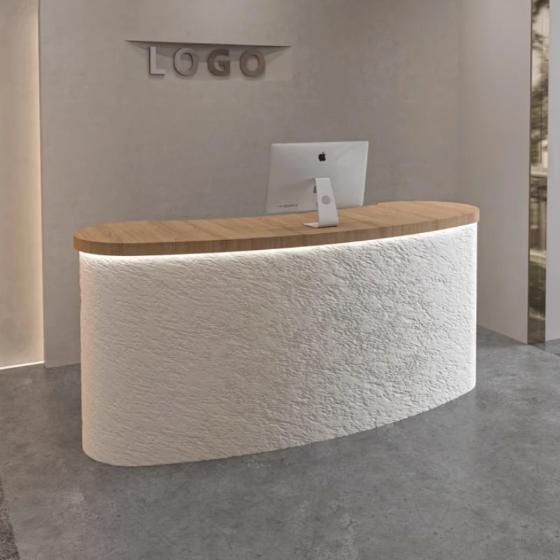 Beauty Salon Counter Outdoor SPA Furniture Business Cashier Desk Table For Aesthetics Wood Color Front Reception Bar Furniture