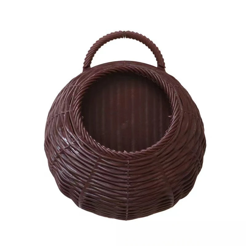 Rattan Wall Hanging Flower Vase Pot Wall Net Art Flower Basket Rural Garden Interior Balcony Artificial Decoration Home