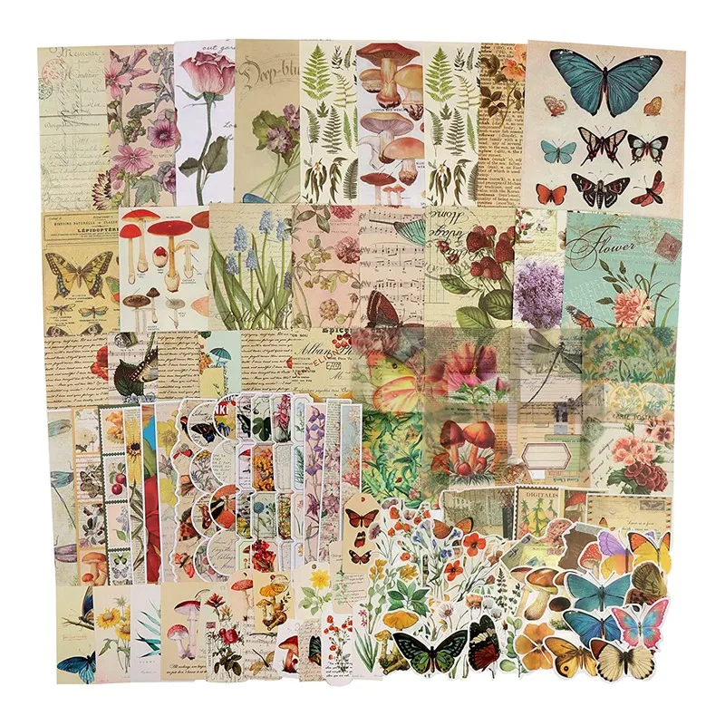 

100 Pcs Vintage Scrapbook Supplies Pack For Junk Journal Art Trash Magazine Ephemera Planner Sticker