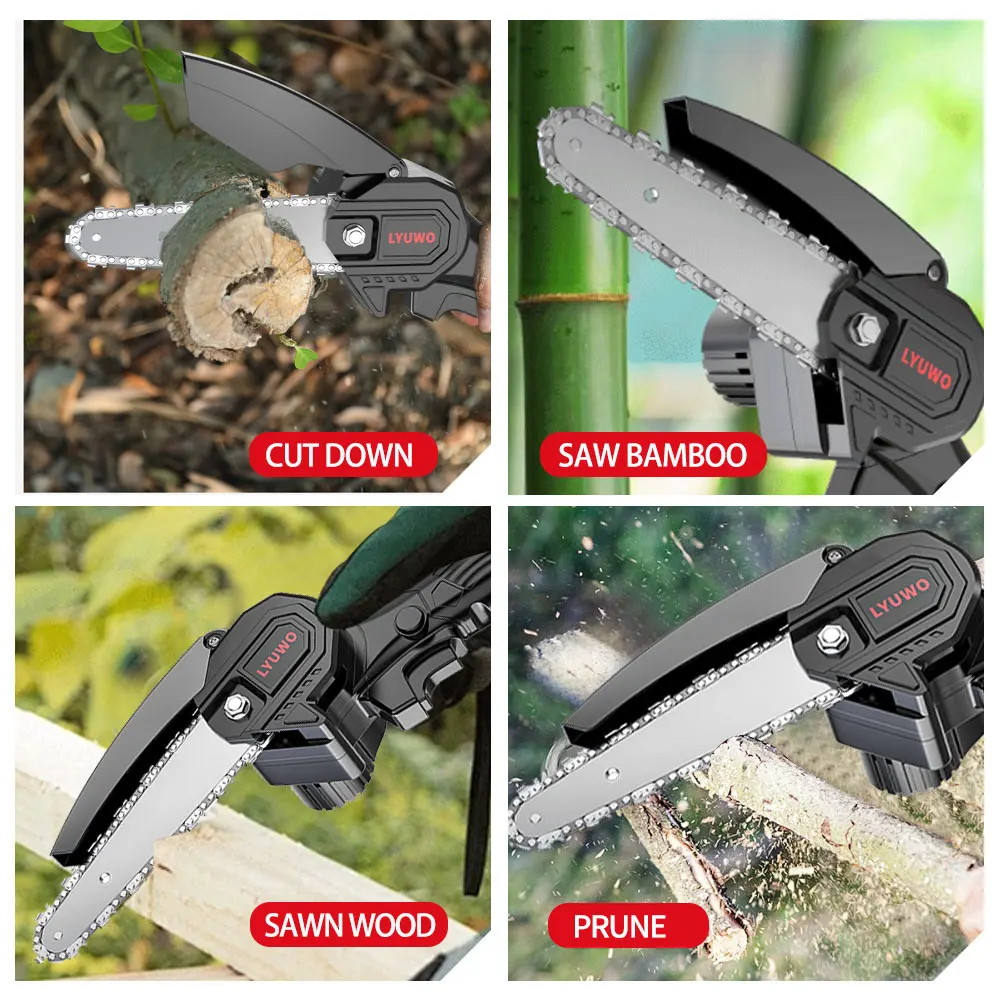LYUWO 6 Inch Electric Chain Saw Handheld Portable Chainsaw Tree Wood Cutter Pruning Garden Power Tool Compatible MT Battery