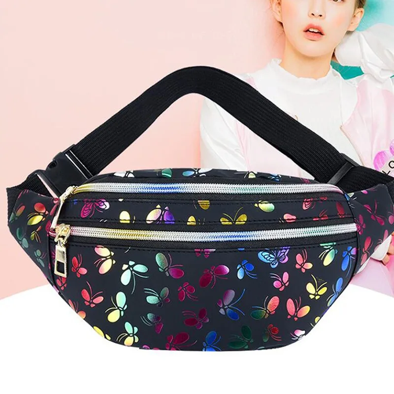

2022 Printed Waist Bag Women Fanny Pack Colorful Girls Bum Bag Travel Kids Cartoon Belt`s Bag Festival Mobile Phone Pouch Purse