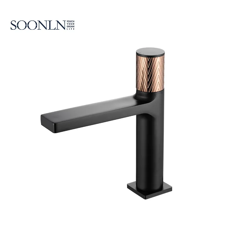 

Luxury Brass Black Gold Bathroom sink faucet High Quality Modern Washbasin faucet Hot Cold water Lavabo faucet Single Hole Tap