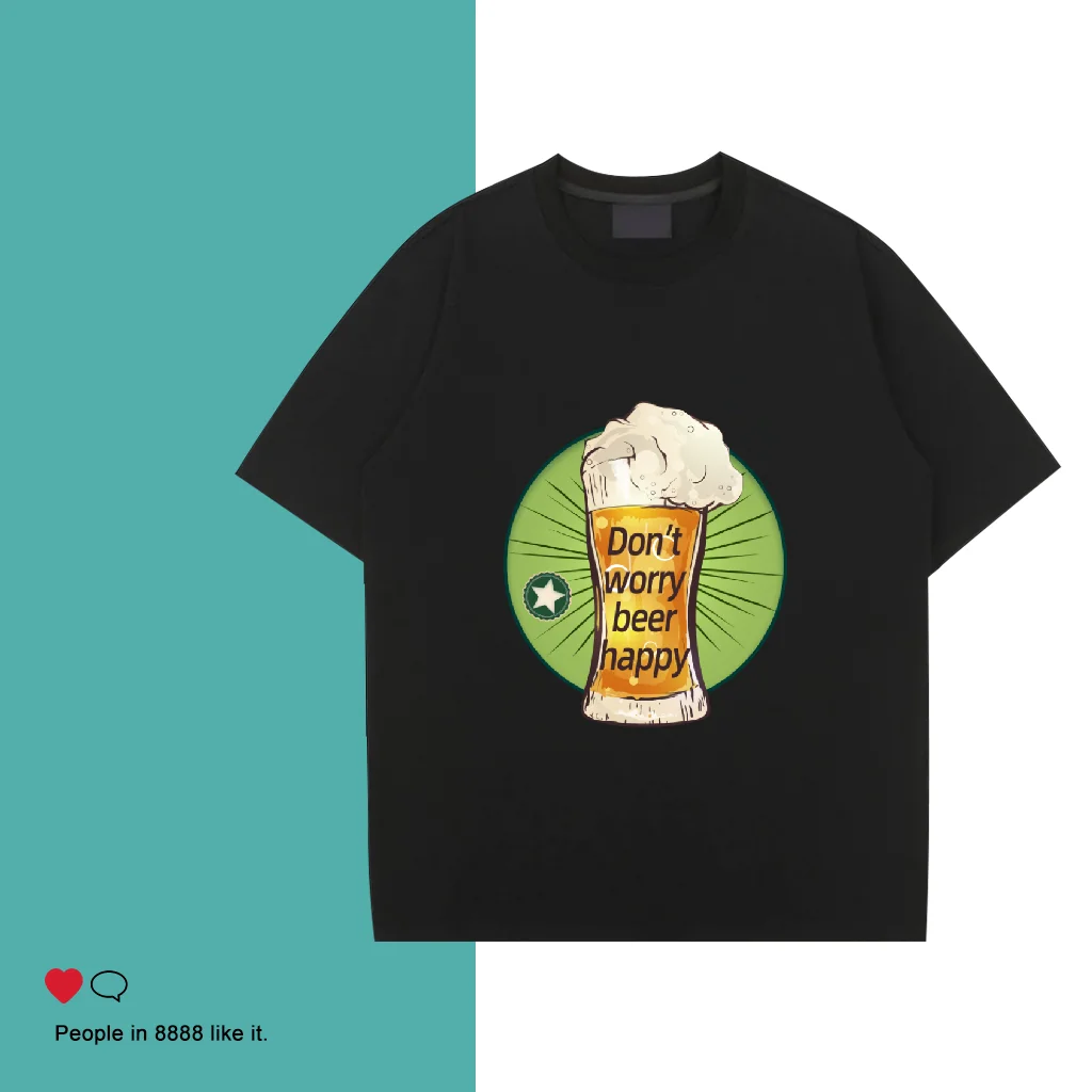 

Men T-Shirts 2023 Summer 100 Cotton Men's Clothing beer Print T Shirt Sporty Oversized men High Quality Tshirt